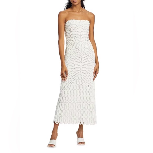 simkhai elise crochet midi dress Rent Jonathan Simkhai White Dress US 00